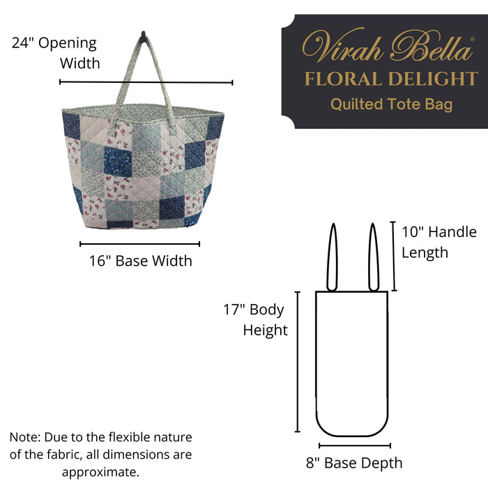 Floral Flower Patchwork Quilted Tote Bag