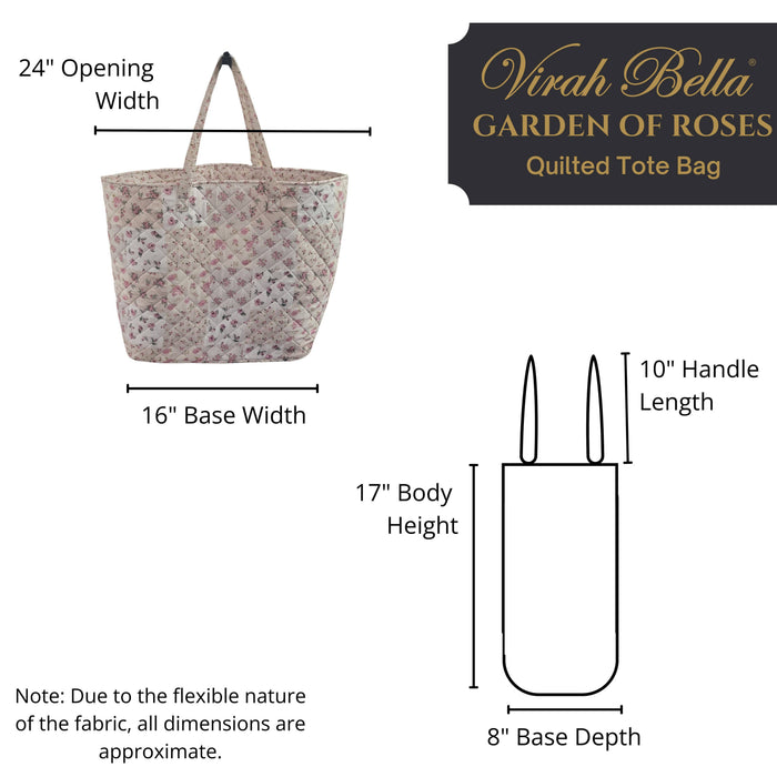 Rose Floral Patchwork Quilted Tote Bag