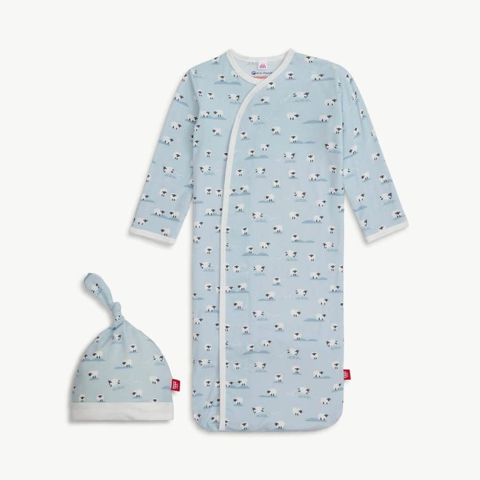 Blue Baa Baa Baby Model Magnetic Sleeper Gown & Hat Set, One size. Fits NB-3M