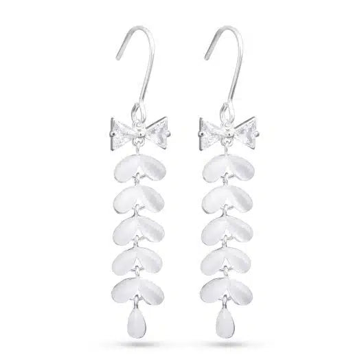 Opaque CZ Bow Tie Drop Earrings – Silver