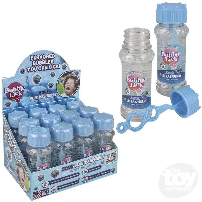 Bubble Lick Sour Blue Raspberry Bubbles.  Bubbles you can catch in your mouth & eat!