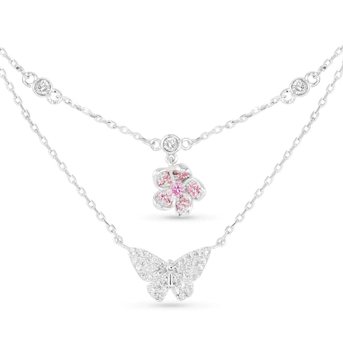 Butterfly & Flower Necklace – Silver