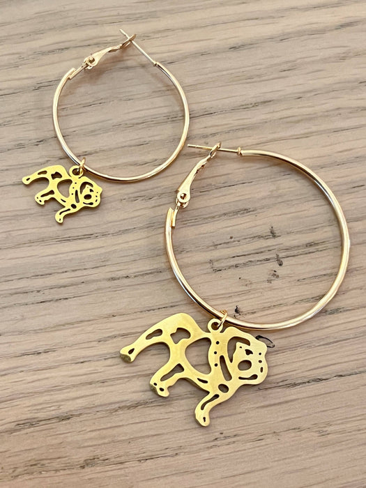 Bulldog Hoop Earrings - Small 1 inch Hoops