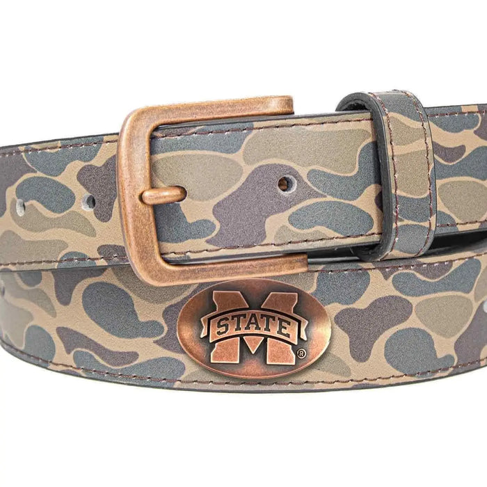 Old School Camo Collegiate Leather Belt - 2 Styles!