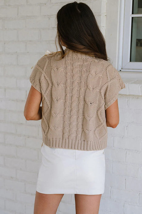 Taupe Sweater with Satin Bowknot Sweater