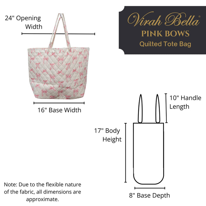 Pink Bow Quilted Tote Bag