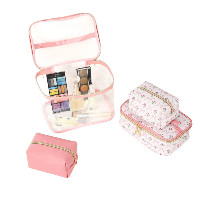 4pc Cosmetic Bags Set.  Choose from Bows or Butterflies.  Perfect for Graduation Gifts!