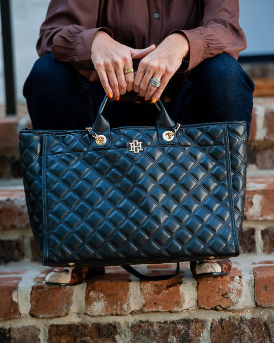 Melissa Black Quilted Tote Bag by Caroline Hill