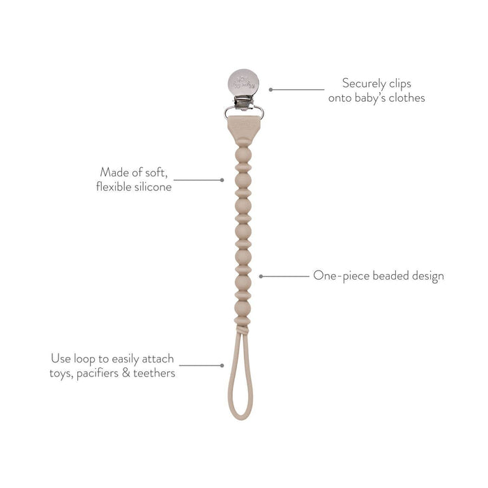 Sweetie Strap™ Silicone One-Piece Pacifier Clips: Toast Color
