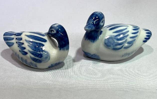 Blue & White Ducks Salt and Pepper Shakers.  Set of 2.