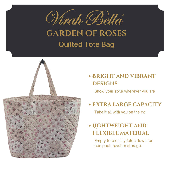 Rose Floral Patchwork Quilted Tote Bag