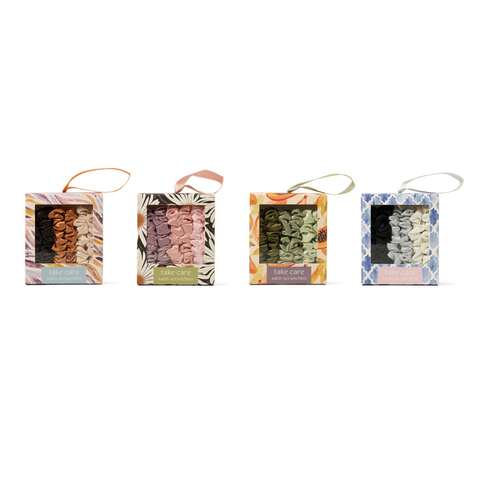 Crush Take Care Satin Scrunchies- 4 Styles. 6 per box