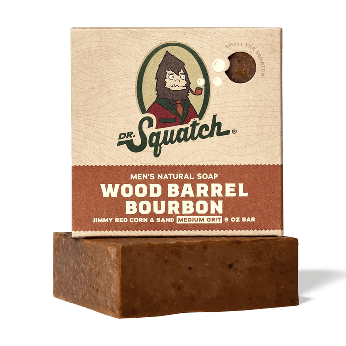 Dr. Squatch Men’s Natural Soap Bar – Wood Barrel Bourbon Scent, 5oz