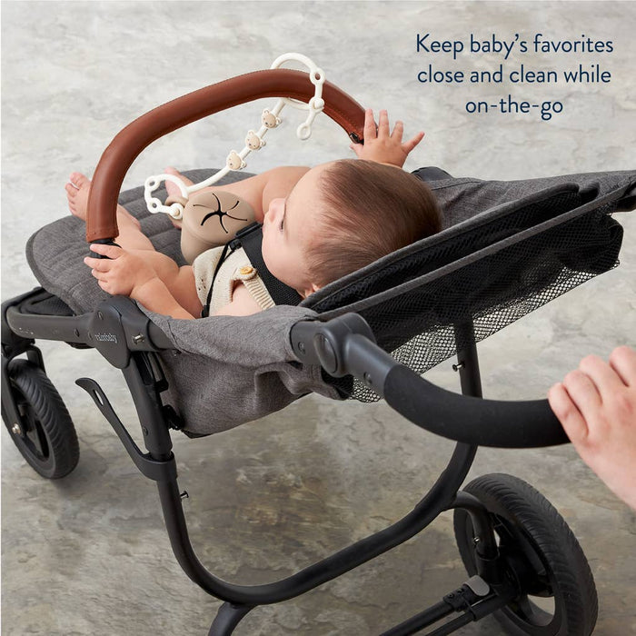 Itzy Strap™.  Use these to connect anything to your stroller, car seat, etc.