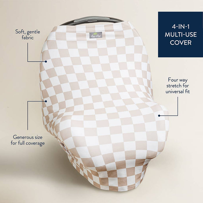 Taupe Checkerboard Mom Boss™ 4-in-1 multi-use cover.  Cover Car Seats, Strollers, Nursing Cover and more!