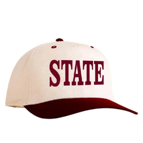 Maroon STATE Embroidered Hat