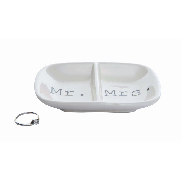 Mr./Mrs. Ceramic 2-Section Trinket Dish