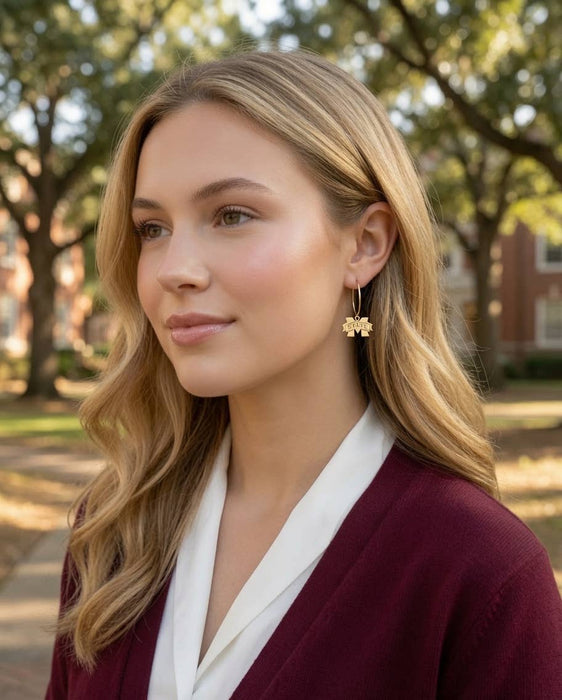 Mississippi State Logo Gold Hoop Earrings