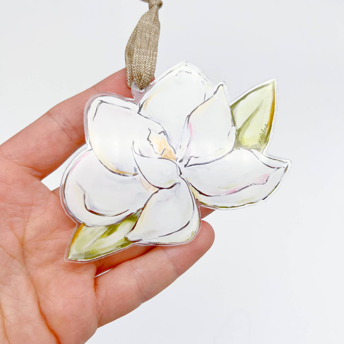 Magnolia Acrylic Ornament - Mississippi Floral Pretty Ornament