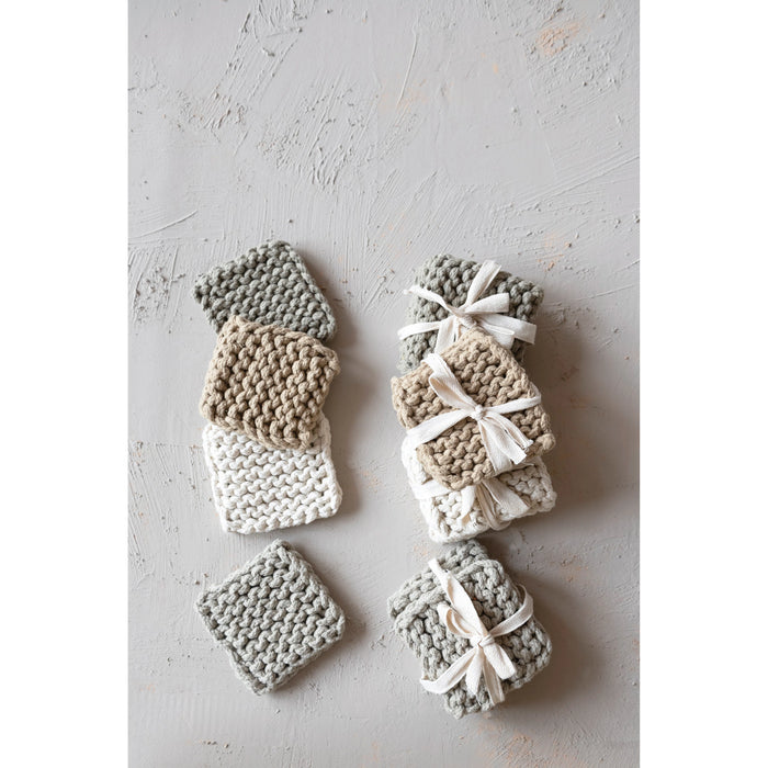 4" Cotton Crocheted Coasters (Set of 4)- available in 4 Colors