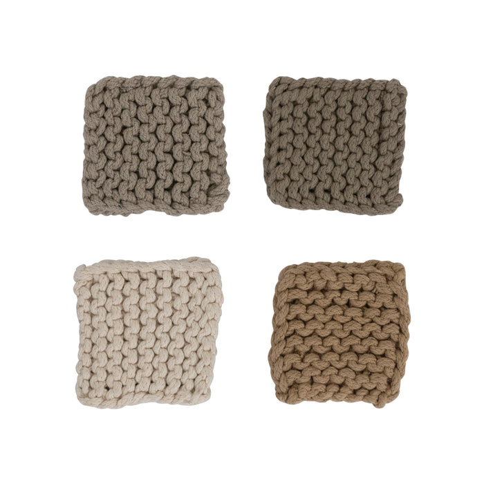 4" Cotton Crocheted Coasters (Set of 4)- available in 4 Colors