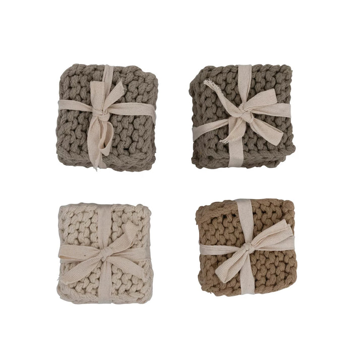 4" Cotton Crocheted Coasters (Set of 4)- available in 4 Colors