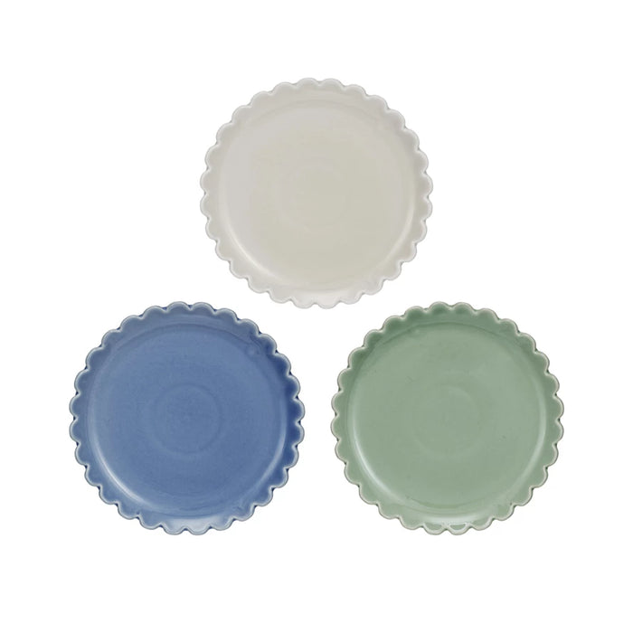 8" Round Stoneware Plate with Scalloped Edge- available in 3 Colors!