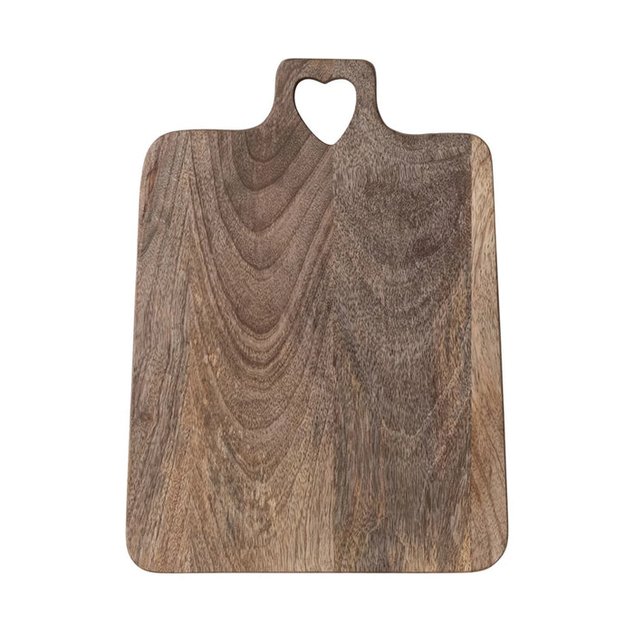 Mango Wood Cheese/Cutting Board w/ Heart Cut-Out Handle, Natural