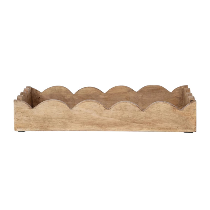 12"L x 7-3/4"W x 2"H Mango Wood Scalloped Tray, Natural