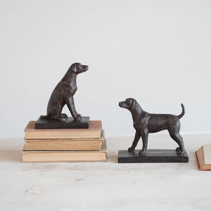 Resin Dog Bookends, Black, Set of 2