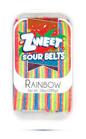 Zweet Sour Belts Rainbow.  10oz Tubs