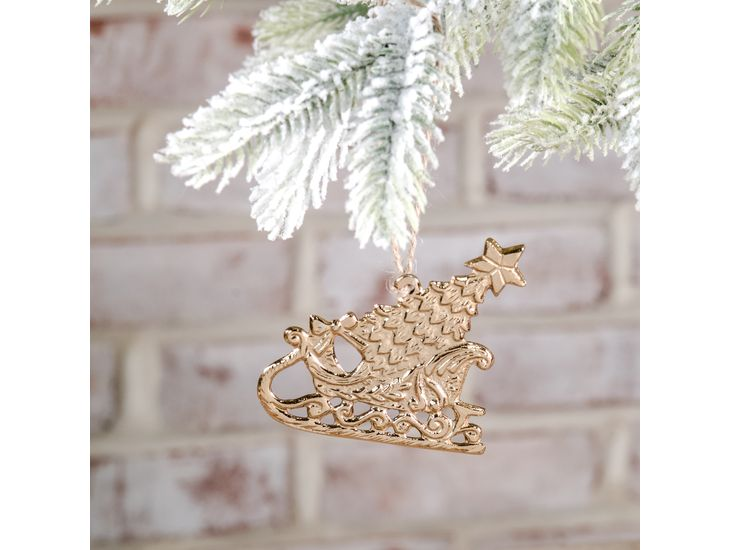 3.5" Gold Sleigh Ornament