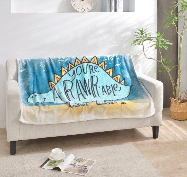 Blue Dinosaur Plush Toddler Throw Blanket