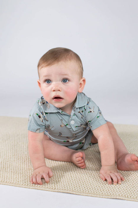 Baby Mallards Ducks - Short Sleeve Polo Romper