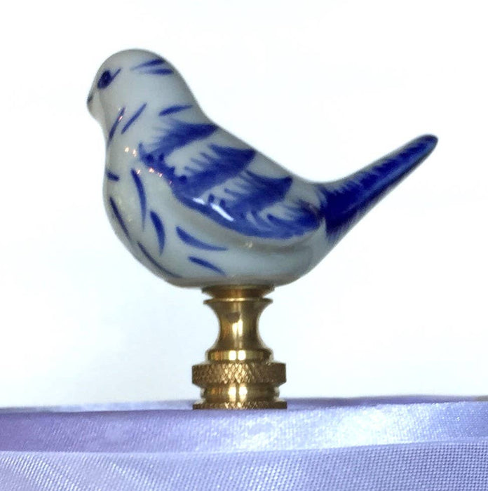 Blue & White Lamp Finial,  Song Bird