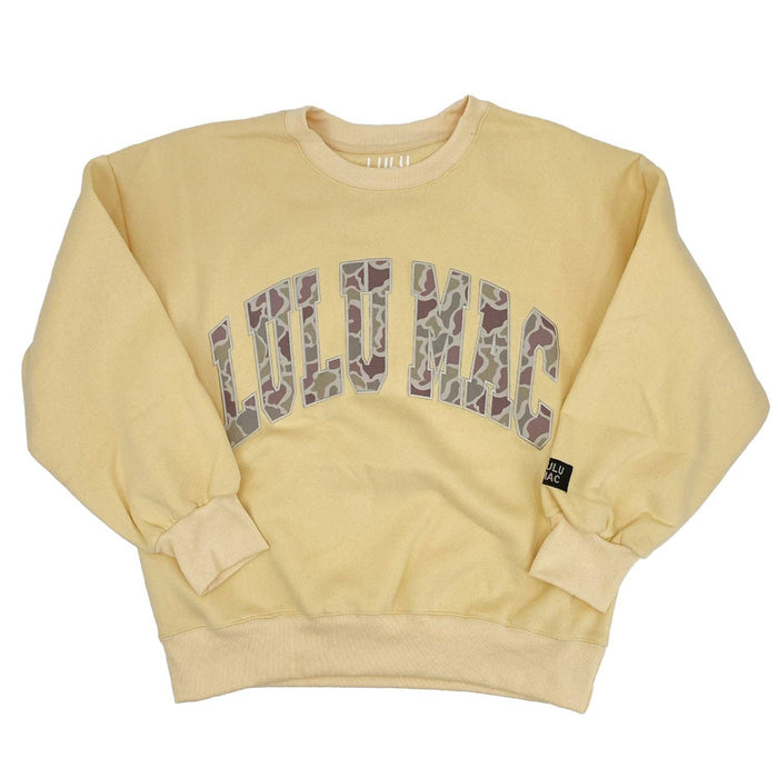 Lulu Mac Sweatshirt Butter Yellow & Camo Print Embroidery
