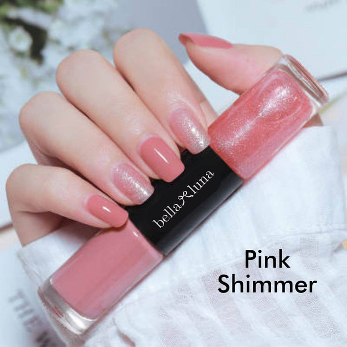 Pink & Pink Shimmer Double Sided Nail Polish. - Two in One