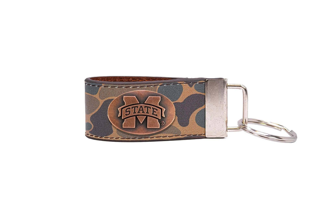 Collegiate Old School Camo Leather Loop Keychain- 2 Styles Available!
