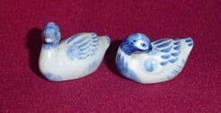 Blue & White Ducks Salt and Pepper Shakers.  Set of 2.