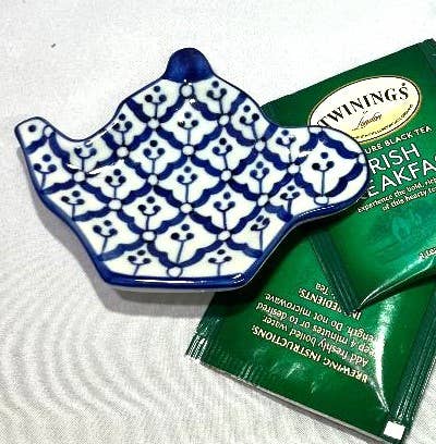 Blue & White Tea Bag Holder, Trinket Tray, etc.  Pineapple Design