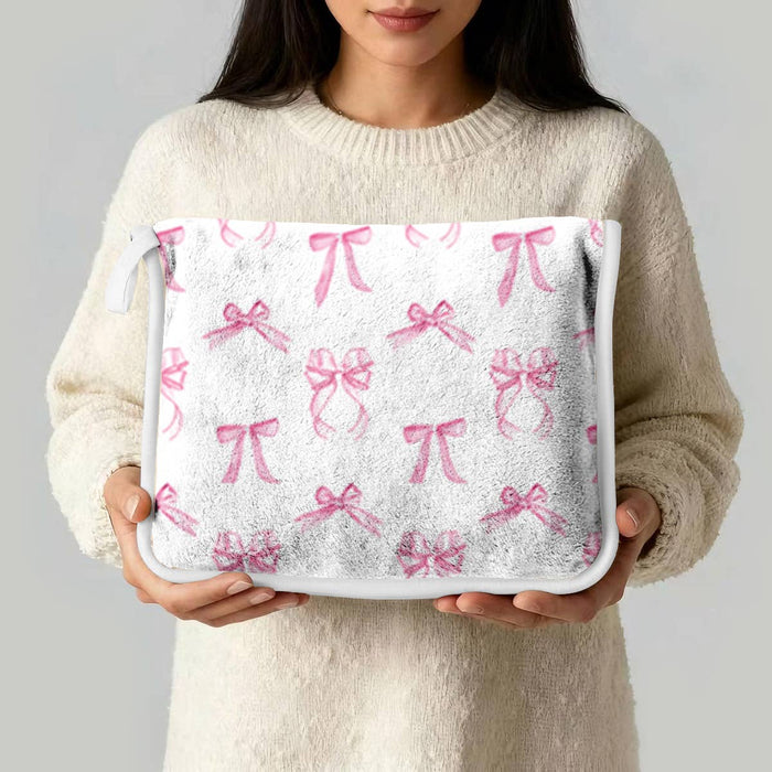 "Pink Bows" Plush Travel Blanket with Matching Case