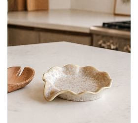 5" Cream Scallop Edge Spoon Rest