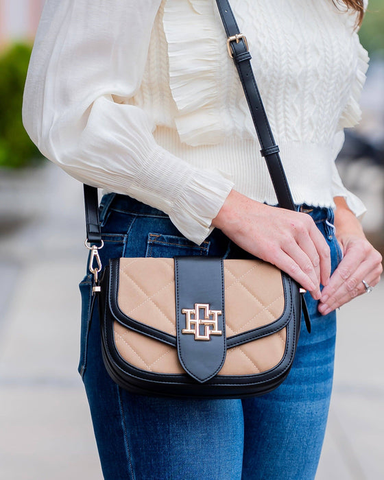 Griffin Latte & Black Crossbody Bag by Caroline Hill