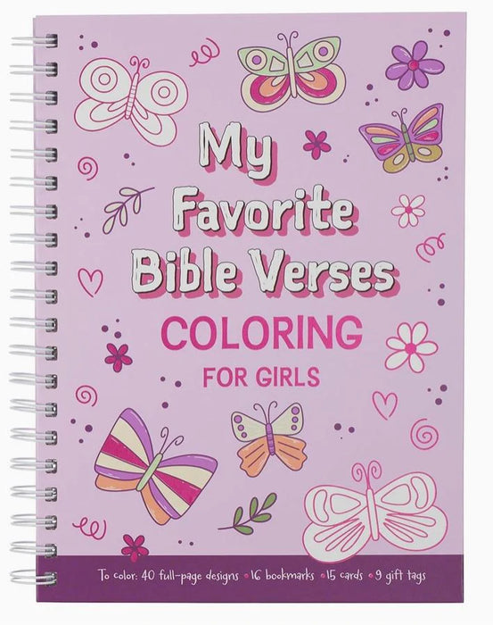 My Favorite Bible Verses Pink Wirebound Coloring Book for Girls