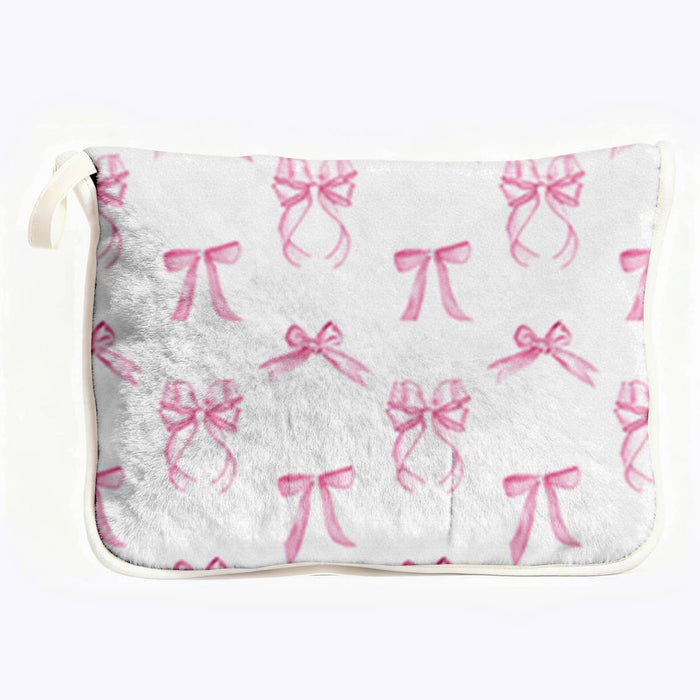 "Pink Bows" Plush Travel Blanket with Matching Case