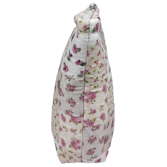Rose Floral Patchwork Quilted Cosmetic Bag
