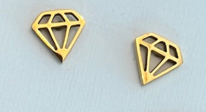 You're a Diamond Dear - they Can't Break You - Earrings - Hypoallergenic Stainless Steel Gold Stud Earrings in shape of Diamond