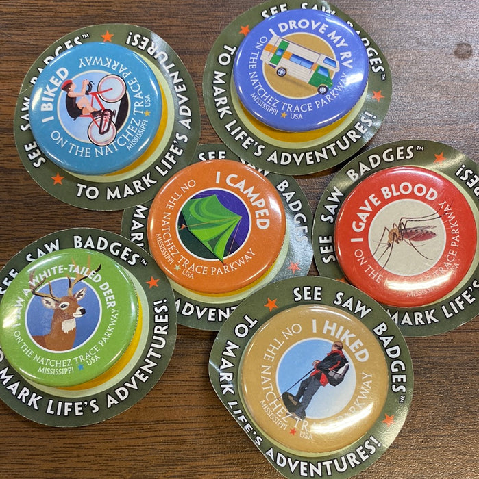 Natchez Trace Pins for bags, backpacks and more!