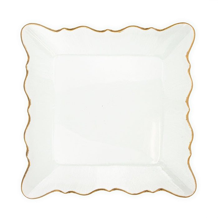 Chateau Clear Square Serving Platter with Gold Trim