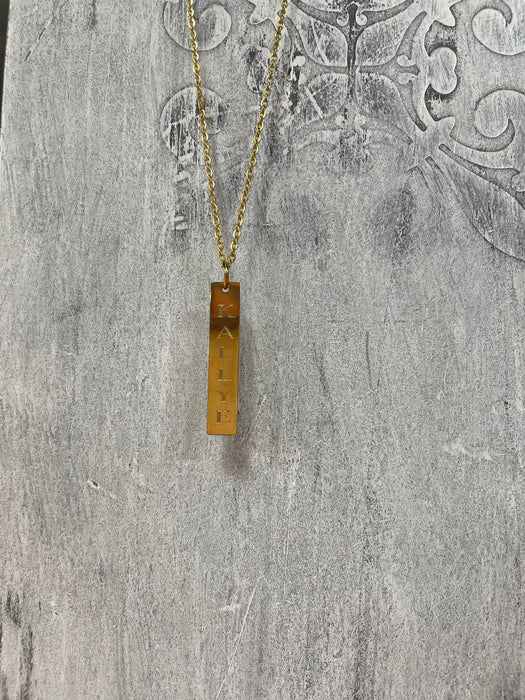 Vertical Bar Necklace.  Custom Name or Text Included.